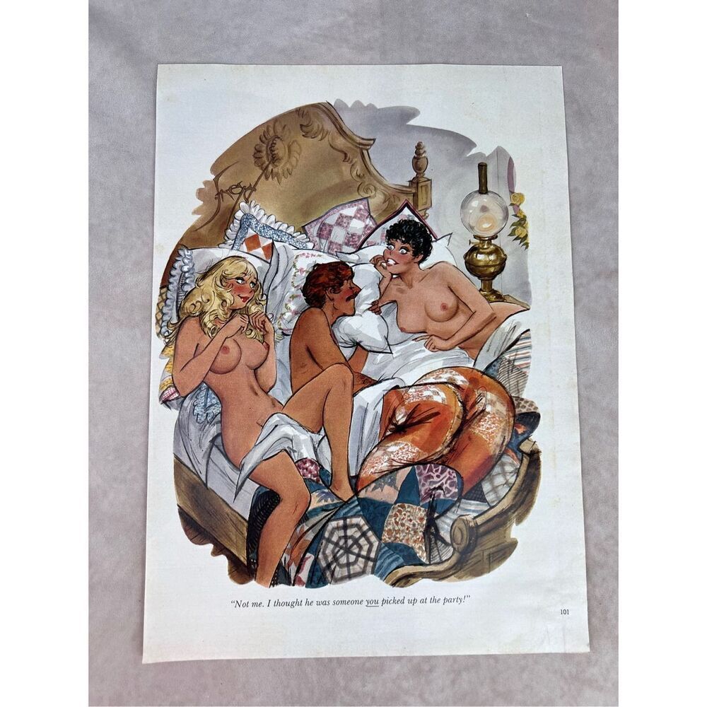 1980s Sexy Adult Cartoon Nude Vintage Print Ad Poster Pinup Art Magazine Page
